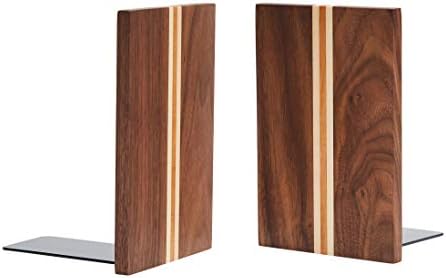 Pandapark Wood Decorative Bookends,Non-Skid Bookend for Shelves,Heavy Duty Bookends,Book Stand for Books/CDs,1 Pair