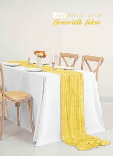 10 Pack Light Yellow Cheesecloth Table Runner Long,21.5 x 120 Inch