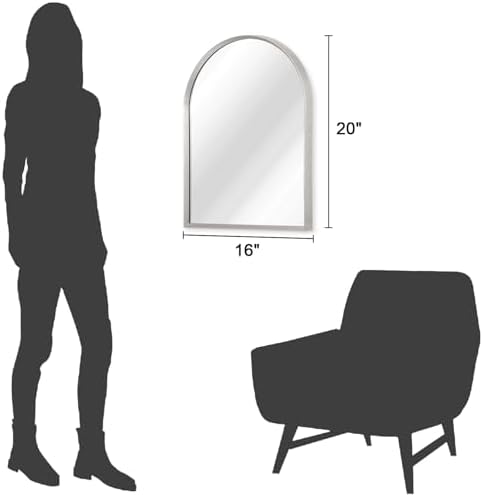 Arched Bathroom Mirror, Wall Mounted Mirror Arch Mirror Aluminum Alloy Frame Bathroom Mirror Living Room, Bedroom, Bathroom and Entryway 20"x16"