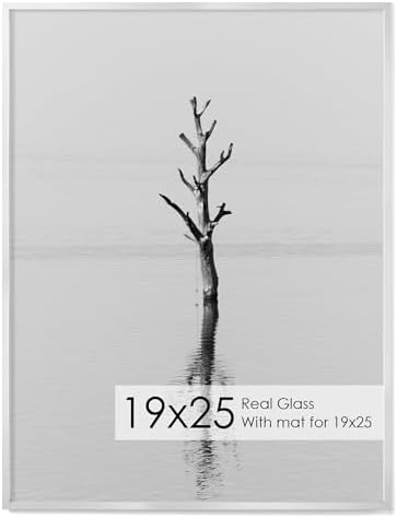 Fun Memories 19x25 Metal Picture Frame - High End Aluminum Frames with Real Glass for Diplomas, Certificates, and Wall Art, Mounts Horizontally or Vertically, Silver, 1 Pack