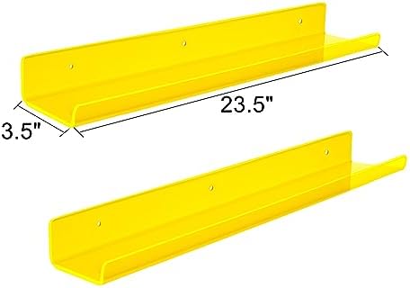 ROYALITA 2-Pack Acrylic Shelves Wall Mounted, 24 Inch Floating Shelves
