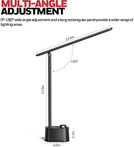 Honeywell HWT-H01 LED Desk Lamp, Foldable & Stepless Dimmable, Black