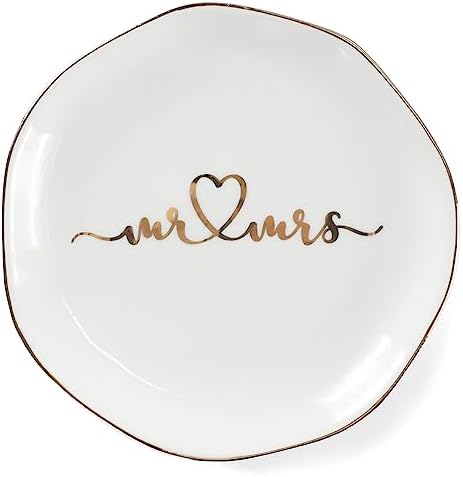 Mr.& Mrs Wedding Ring Dish-Jewelry Dish Tray-Ceramic White