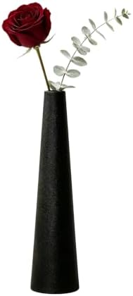 Small Ceramic Bud Vase 8.5 inch Tall Conic Flower Single Stem Vase Black Vase Decorative Floral Centerpiece for Wedding Office Home