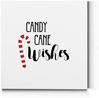 Renditions Gallery Canvas Christmas Wall Art Red White Xmas Candy Cane Wishes Abstract Hanging Artwork for Bedroom Office Home Kitchen Decorations - 24"X24" LT05