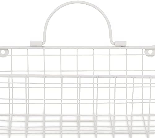 DII Farmhouse Vintage Decor, Wire Wall Basket, Small, Antique White, 2 Piece