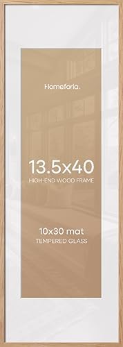 Homeforia 13.5x40 Natural Oak Frame, High-End Wood, 10x30 Mat, Glass