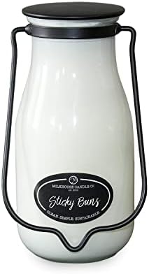 Milkhouse Sticky Buns Scented Soy Candle, 14 oz Milkbottle, 90+ Hr Burn
