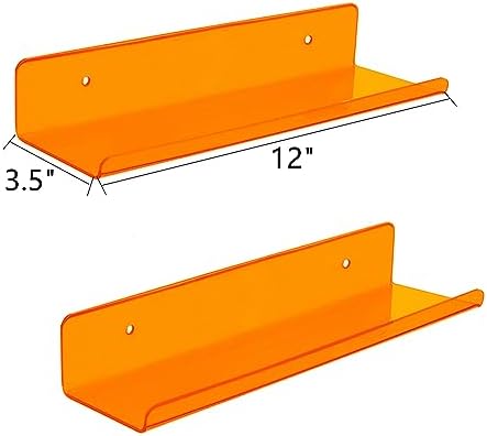 ROYALITA 2-Pack Small Acrylic Shelves Wall Mounted, 12 in Display Shelves