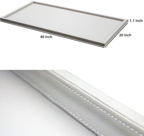 40 * 20 Inch Rectangular Ottoman Tray | Textured PU Leather, Waterproof & Heat-Resistant Storage for Coffee/Dining Tables, Sofa, Bed, Entertainment & Party (Tranquil Beige, 40 * 20in)