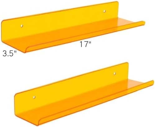 ROYALITA 2-Pack Acrylic Shelves Wall Mounted, 17 Inch Display Shelves