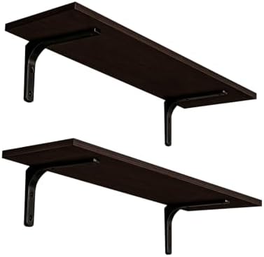 DINZI LVJ Long Wall Shelves, 23.6Inch Wooden Wall Mounted Shelves, Set of 2