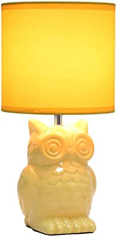 Simple Designs LT1136-DLN 12.8" Contemporary Ceramic Owl Bedside Table Desk Lamp w Matching Fabric Shade for Decor, Bedroom, Nightstand, Living Room, Entryway, Kids' Room, Nursery, Dandelion Yellow