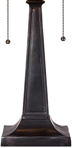 21 1/2" High Table Lamp Bronze Brown Stained Glass Antique Art Deco