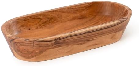 Wooden Dough Bowl – Handmade Decorative Bowls for Home Decor, Bathroom, Kitchen Counter & More - Acacia Wood Large Dough Bowl Fits Cosmetics, Keys & Other Knick Knacks – Great Boho Home Decorations