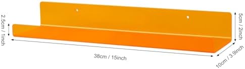 Dezzer 4 Pack Acrylic Shelves for Wall, 15" Acrylic Floating Shelves for Bathroom Bedroom, Invisible Bookshelf Wall Ledge Storage Shelf Books Perfume Toys Action Figure Display Shelves, Clear Orange