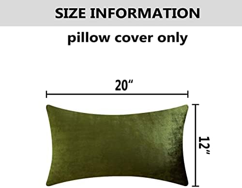 Home Brilliant Velvet 12x20 Throw Pillow Covers Rectangular Oblong Pillowcases Pillow Covers for Office Lounge Nursery Decor, Set of 2, 12 x 20 (30x50cm), Avocado Green