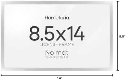 Homeforia 8.5x14 Silver Marriage License Frame, High-End Metal, Glass