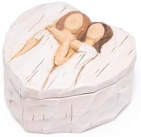 Hodao Heart Shaped Jewelry Box with “Love You Sis.”, Resin Friendship Keepsake Trinket Box Decor with Wood Carved Effect, Meaningful Gift for Sister Birthday, Graduation