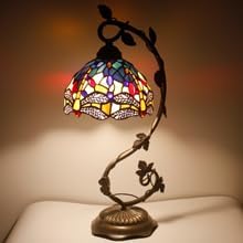 WERFACTORY Tiffany Lamp Stained Glass Table Lamp Dragonfly Style Desk Light