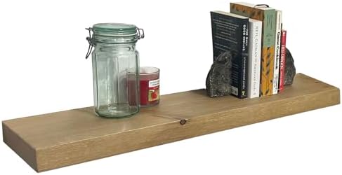joelsantiques 36 inch Wooden Floating Shelves for Wall - 36x6x2 in, High End Solid Natural Wood, Heavy Duty Bracket, Wall Mounted for Bathroom, Living Room, Bedroom, Office Floating Storage - Beige