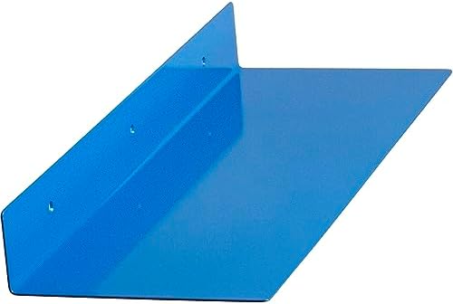 24x8 in Metal Floating Shelf Blue Wall Mounted - Made in The USA - Bedroom, Living Room, Bathroom, Kitchen