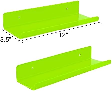 ROYALITA 2-Pack Small Acrylic Shelves Wall Mounted, 12 in Display Shelves