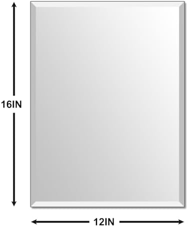 Beveled Bathroom Mirror for Wall, 16x12 Inch Small Frameless Wall Mirror