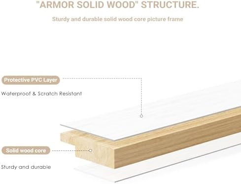 8x10 Picture Frames Set of 9 - Solid Wood Core, Not Plastic - Scratch Resistant White Wood Grain Finish