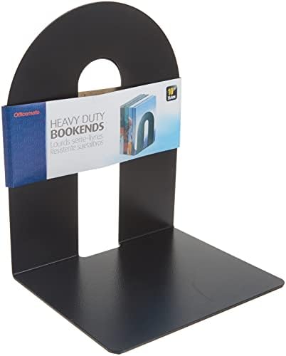 Officemate Heavy Duty 10" Bookends, Non-Skid Base, Black, Pair (93142) (Pack of 2)