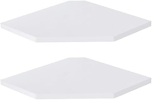 Fun Memories Corner Shelf Wall Mount, Floating Corner Shelves, Set of 2 Corner Wall Shelf Organizer, Rustic Wood Wall Storage Display Shelves for Living Room Bedroom Bathroom Kitchen, Rustic White