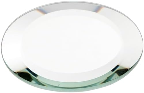 Plymor 3 inch Round, 5mm Thick, Beveled Glass Mirror Circle, Pack of 6 | Table display & centerpieces; includes felt pads to protect surfaces; mosaics, crafts & DIY; silvered glass