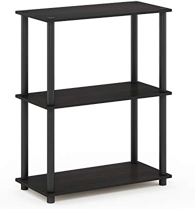 Furinno TURN-N-TUBE Storage Shelves, 3-Tier Book Shelf, Corner Shelf, Toolless Open Shelves, for Organization and Storage, Living Room, Garage, Home Office, Espresso