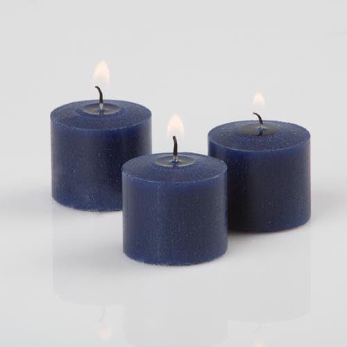 Set of 12 Richland Votive Candles Navy Blue Unscented and 12 Clear Glass Eastland Votive Holders