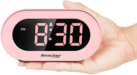 REACHER Pink Dimmable Digital Alarm Clock for Girls Bedrooms