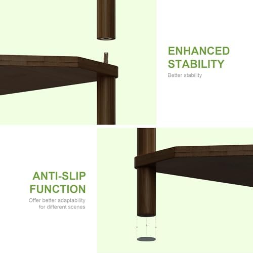 Wisuce Brown Tall Corner Shelf Stand, 5-Tier Bamboo Corner Bookshelf