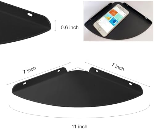 Small Floating Corner Shelves Metal Corner Wall Mounted Shelf Curved Corner Hanging Shelving for Bathroom, Kitchen, Living Room, Office, Bedroom & Dorm (Black 1 pcs)