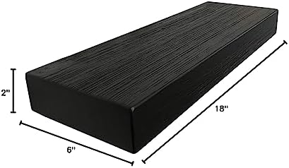 Joel’s Antiques 18 Inch Wooden Floating Shelves for Wall - 18x6x2 in - Made of Natural Wood - Short Heavy Duty Rustic Wall Shelves for Bedroom - Bathroom Shelf, Laundry Room Floating Storage - Black
