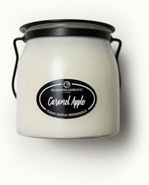 Milkhouse Caramel Apple Soy Candle, 16 oz Butter Jar, 65+ Hr Burn
