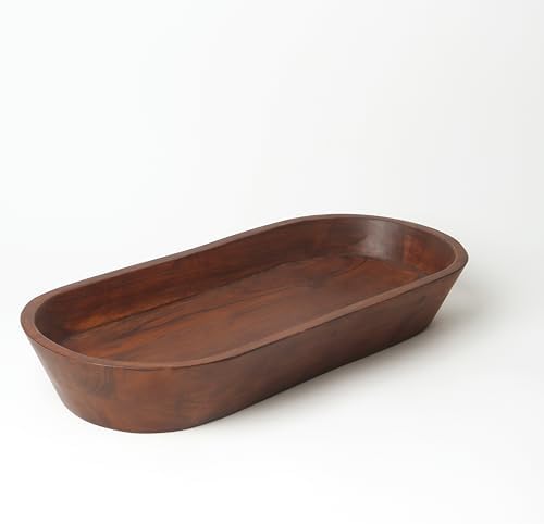 Luxe Designs Wooden Dough Bowl - Natural Acacia Wood - Handmade Decorative Bowls for Home Decor, Bathroom, Kitchen Counter, & More - Rustic Large Wood Dough Bowl for Decor, Cosmetics, and Keys