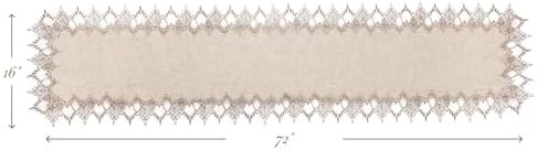 Phantomon Neutral Linen Table Runner 72 Inches Beige Embroidered Runner Lace Centerpiece for Dresser Tops, Dining Tables, Coffe Table and Home Decorations for Farmerhouse (Beige, 16 X 72 Inch)