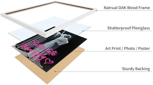 Poster Master Better Late Than Ugly Print - Woman In Mirror Poster - Modern & Pop Art - Trendy Gift for Men, Women & Fashionista - Funny Decor for Bathroom or Girl's Room - 11x14 White Framed