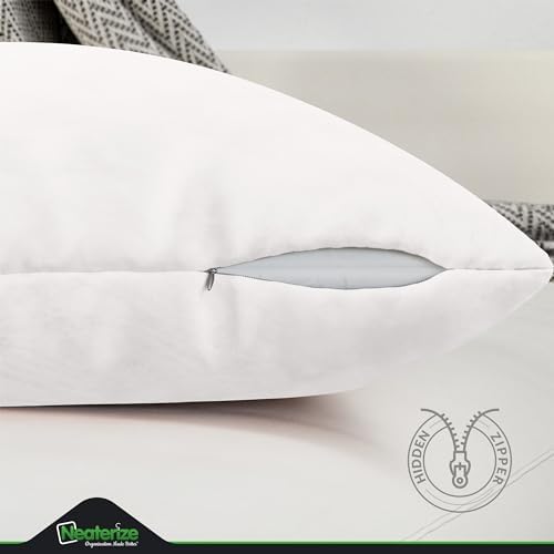 Premium Velvet Pillow Covers 12x20 White - Washable Decorative Fabric Throw Pillow Covers for Couch or Bed - Set of 2