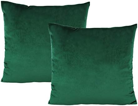VAKADO 24x24 Inch Emerald Green Velvet Throw Pillow Covers Christmas Dark Green Cushion Cases Modern Decorative Cozy Soft Solid Square Home Decor for Bedroom Car Couch Sofa Office Pack of 2,60x60cm