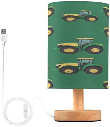 Tractor Green Transport Table Lamp with USB Port Night Light Bedroom Lamps for Nightstand Living Room Dorm Home Office Desk