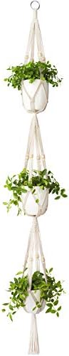 Mkono Macrame Plant Hanger 3 Tier 70" Hanging Plant Holder Indoor Outdoor