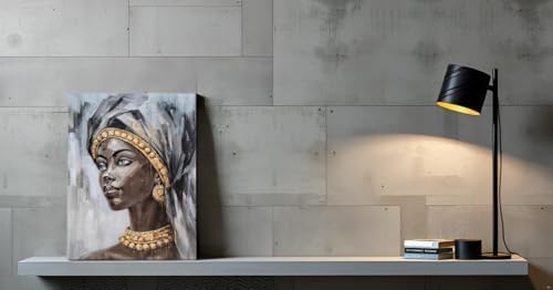 Yihui Arts Golden Elegance Hand Painted Textured African Woman Portrait Wall Art Artistic Masterpiece for Sophisticated Spaces