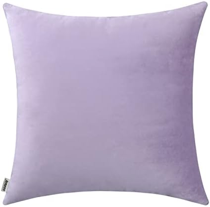 Jeneoo Comfy Soft Thick Velvet Throw Pillow Covers for Sofa Couch, Decorative Solid Square Cushion Cases for Bedroom Car (Lavender, 24 x 24 Inches, 1 Pieces)