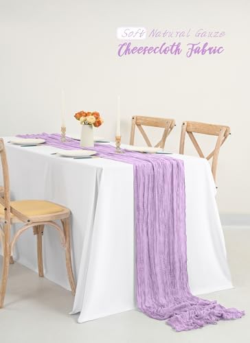 10 Pack Light Purple Cheesecloth Table Runner Long,21.5 x 120 Inch