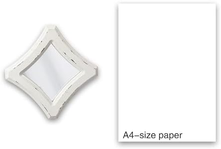 Farmhouse Small Decorative Mirrors for Wall Decor 7.9 inch | Hanging Distressed White Vintage Wood Frame Bedroom Mirror, Rustic Rhombus Wall Mounted Mirror for Home Decor Living Room